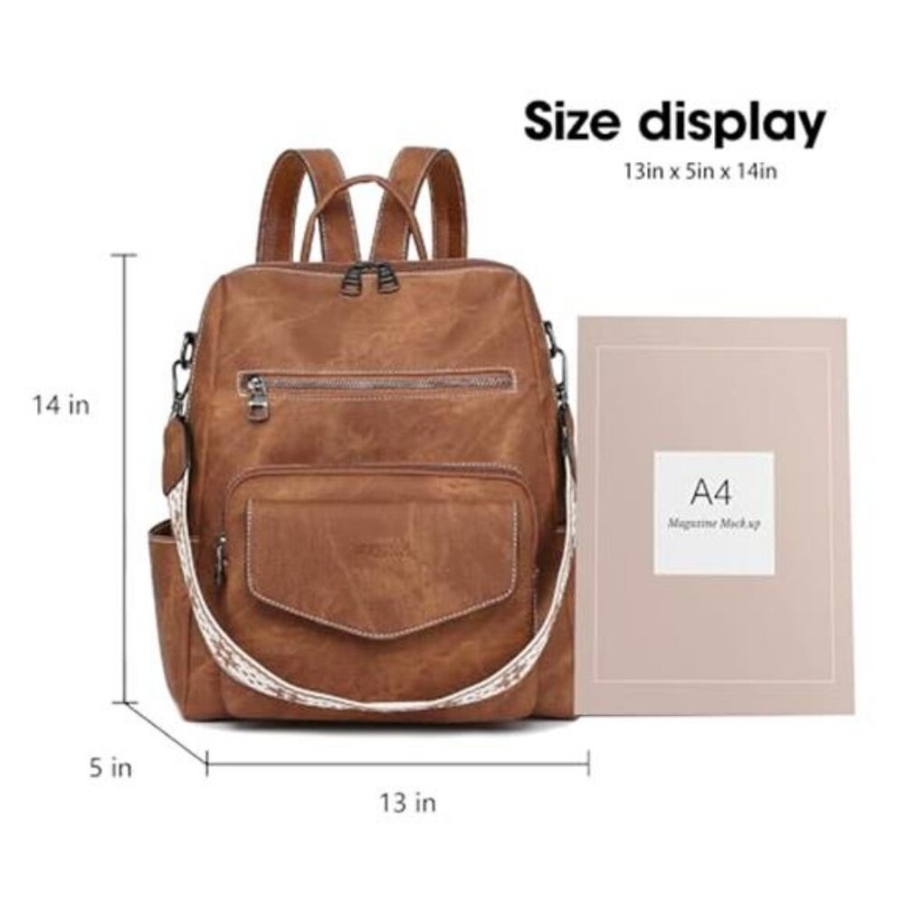 Backpack Purse for Women PU Leather Backpack Ladies Fashion Handbag Designer - Picture 3 of 7